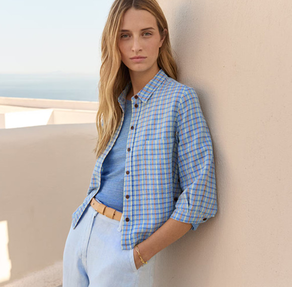 Custom Design Cotton Linen Casual Checkered Print Shirt Manufacturer | Linenwind