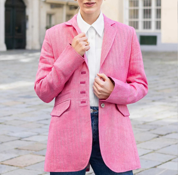 Customized mid-length cotton linen blazer Wholesaler | Linenwind