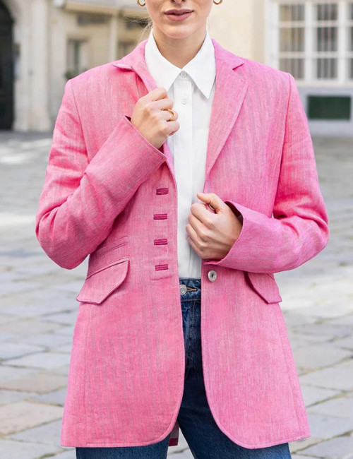 Customized mid-length cotton linen blazer Wholesaler | Linenwind