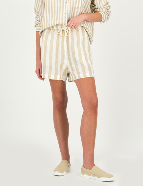 Custom Cotton Linen Vertical Stripe Shorts Manufacturer | Linenwind