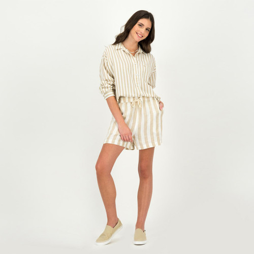 Custom Cotton Linen Vertical Stripe Shorts Manufacturer | Linenwind