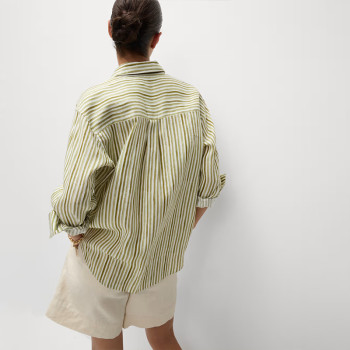 Custom Striped Pocket Oversized Linen Shirt Manufacturer | Linenwind