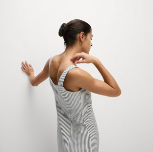 Customised Cotton Linen Striped Mini Straight Dress Manufacturer | Linenwind