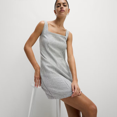 Customised Cotton Linen Striped Mini Straight Dress Manufacturer | Linenwind