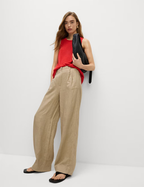 Customised Pure Linen Wide Leg Pants Manufacturer | Linenwind