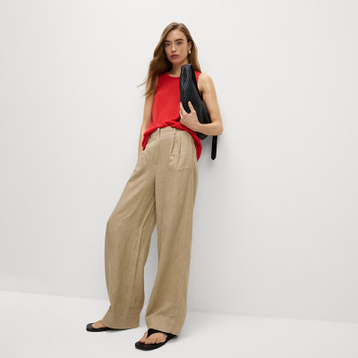 Customised Pure Linen Wide Leg Pants Manufacturer | Linenwind