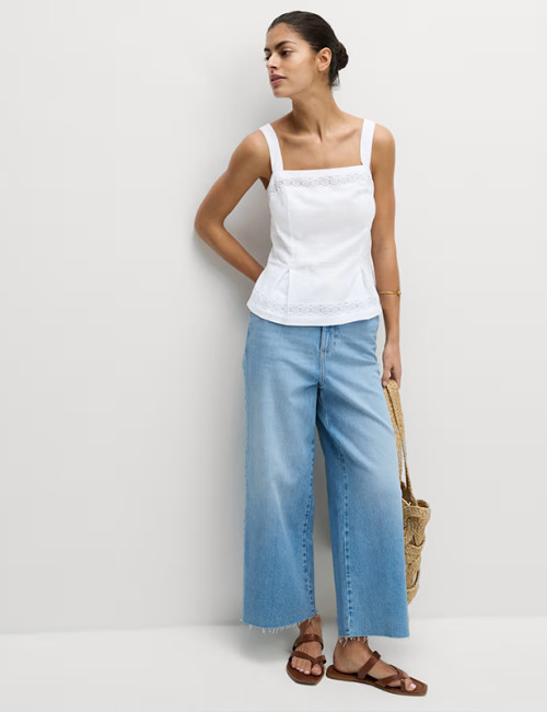 Customised Linen Solid Colour Embroidered Camisole Vest Manufacturer | Linenwind