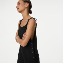 Custom Wide Leg Cropped Linen Jumpsuit Manufacturers | Linenwind