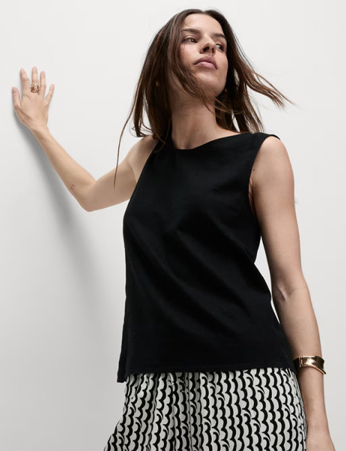 Customised Linen Cross Back Tank Top Manufacturer | Linenwind