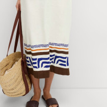 Custom Ethnic Printed V Neck Linen Dress Manufacturer | Linenwind