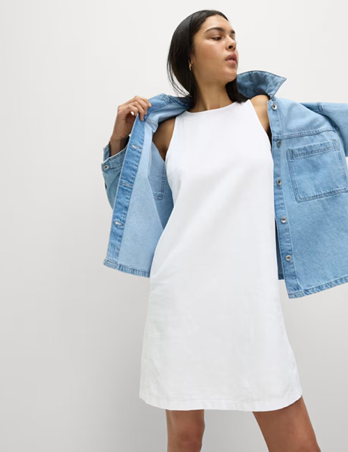 Custom Linen Crew Neck Mini Shift Dress Manufacturers | Linenwind