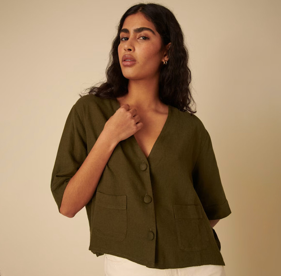 Custom Linen V-Neck Relaxed Shirt Manufacturers | Linenwind