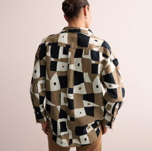 Custom Linen Geometric Plaid Casual Tunic Shirt Manufacturers | Linenwind