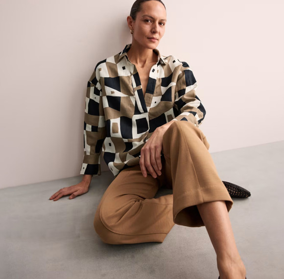 Custom Linen Geometric Plaid Casual Tunic Shirt Manufacturers | Linenwind
