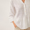 Custom Pure Linen Collared V-Neck Pintuck Blouse Manufacturer | Linenwind