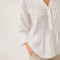 Custom Pure Linen Collared V-Neck Pintuck Blouse Manufacturer | Linenwind