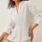 Custom Pure Linen Collared V-Neck Pintuck Blouse Manufacturer | Linenwind