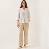Custom Pure Linen Collared V-Neck Pintuck Blouse Manufacturer | Linenwind