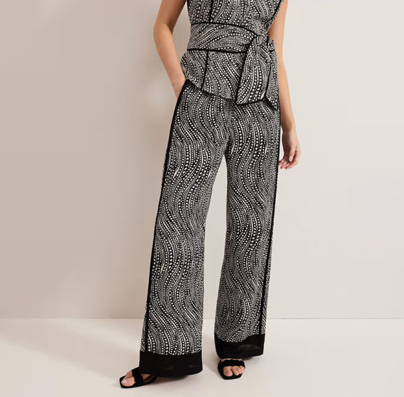 Custom Linen Geometric Wide Leg Pants Manufacturers | Linenwind