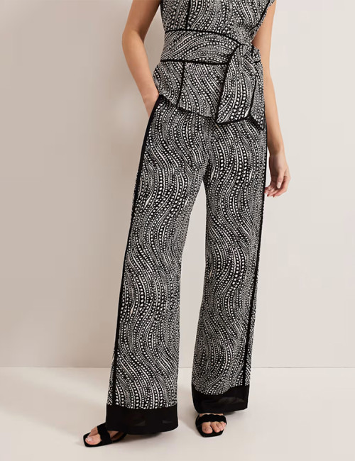 Custom Linen Geometric Wide Leg Pants Manufacturers | Linenwind