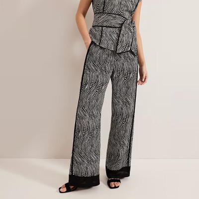 Custom Linen Geometric Wide Leg Pants Manufacturers | Linenwind