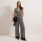 Custom Linen Geometric Wide Leg Pants Manufacturers | Linenwind