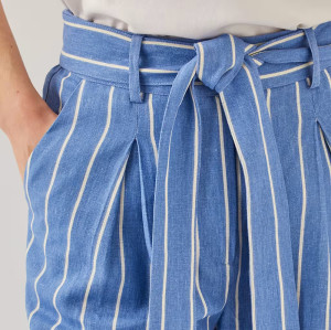 Custom Linen Blend Striped Straight Leg Trousers Manufacturers | Linenwind