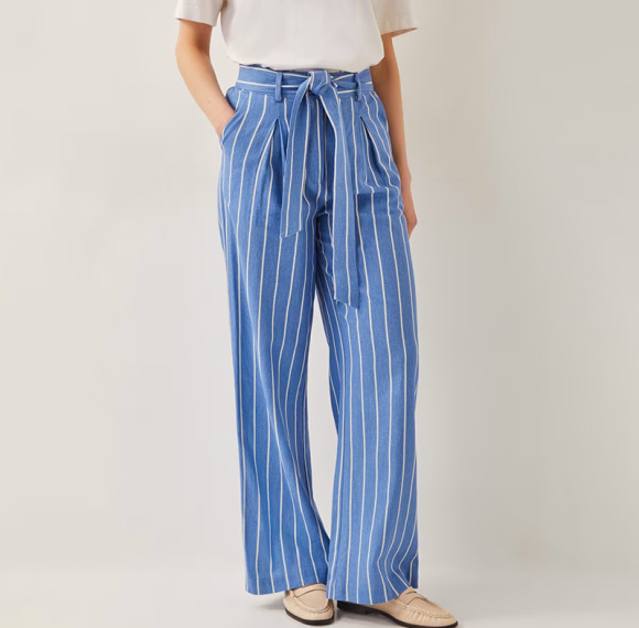 Custom Linen Blend Striped Straight Leg Trousers Manufacturers | Linenwind