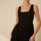 Customized Square Neck Button Front Mid-Rise Linen Dress Manufacturer | Linenwind