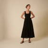 Custom Square Neck Button Mid Waist Linen Dress Manufacturer | Linenwind