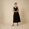 Customized Square Neck Button Front Mid-Rise Linen Dress Manufacturer | Linenwind