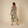 Custom Pure Linen Printed Square Neck Waist Dress Manufacturer | Linenwind