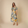 Custom Pure Linen Printed Square Neck Waist Dress Manufacturer | Linenwind