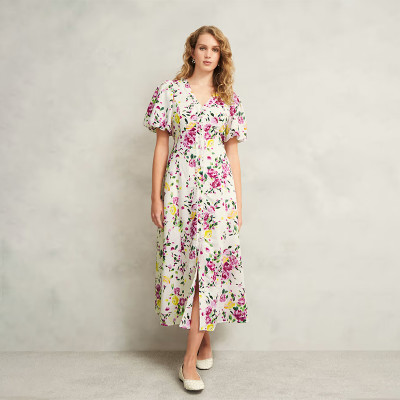 Custom Linen Printed Smock Dress Manufacturer | Linenwind