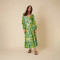 Custom Lemon Print Linen Multi Layered Maxi Dress Manufacturer | Linenwind