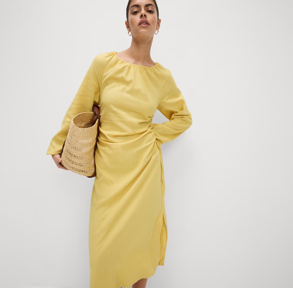 Tailored Linen Side Detail Midi Shift Dress Manufacturer | Linenwind