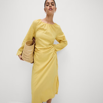 Tailored Linen Side Detail Midi Shift Dress Manufacturer | Linenwind