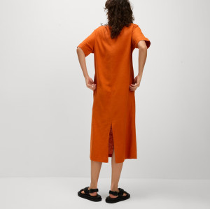 Custom Linen V Neck Midi Dress Manufacturer | Linenwind