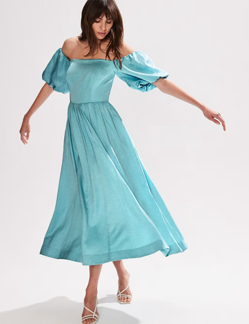 Custom Linen Waist Midi Dress Manufacturer | Linenwind