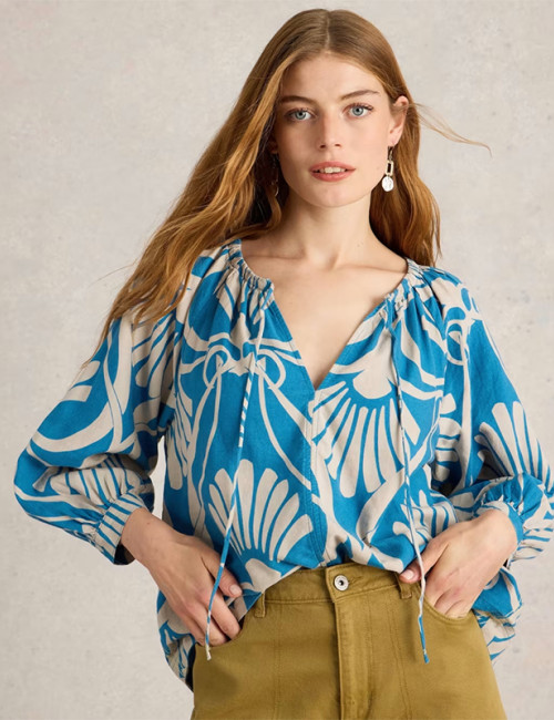Custom Linen Printed Lace Up Shirt Manufacturers Manufacturer | Linenwind
