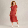 Custom Linen Jersey Printed V Neck Midi Dress Manufacturers | Linenwind