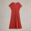 Custom Linen Jersey Printed V Neck Midi Dress Manufacturers | Linenwind