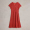 Custom Linen Jersey Printed V Neck Midi Dress Manufacturers | Linenwind