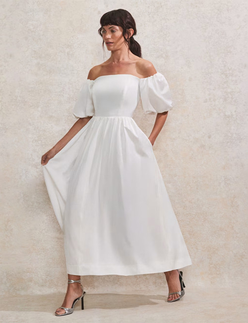Custom Linen Solid Waist Midi Dress Manufacturers | Linenwind