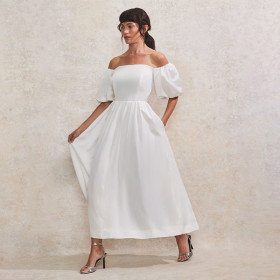 Custom Linen Solid Waist Midi Dress Manufacturers | Linenwind