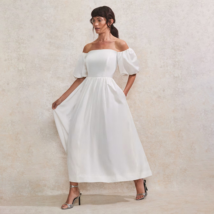 Custom Linen Solid Waist Midi Dress Manufacturers | Linenwind