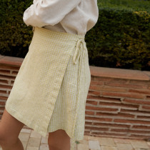 Custom Plaid Print Linen Skirt Manufacturer | Linenwind