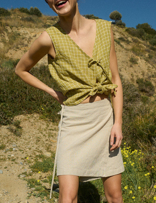 Customized cotton and linen blend A-line skirt Manufacturer | Linenwind