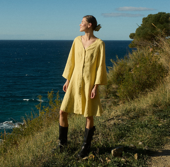 Cotton and Linen Blend Button Cardigan Long Dress Manufacturer | Linenwind