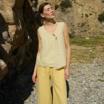 Custom Casual Cardigan Linen Vest Manufacturer | Linenwind